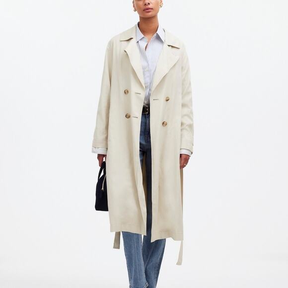 Madewell Belted Trench Coat in Drapey Twill Size M - Picture 1 of 8